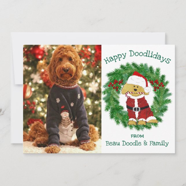 Custom Christmas Foto Santa Claus Goldendoodle (Vorderseite)