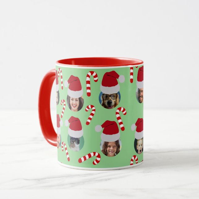 Custom Christmas Funny Family Foto Weihnachtsmannm Tasse (Vorderseite Links)