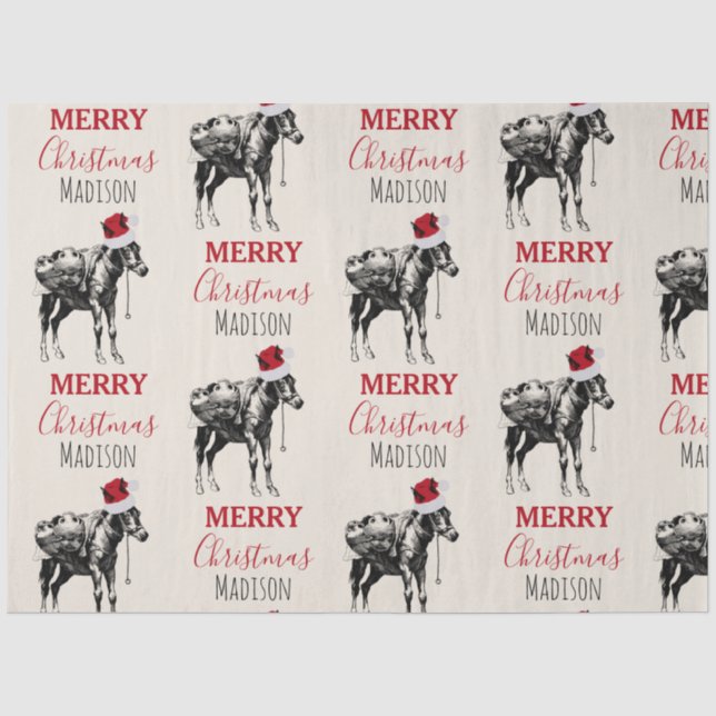 Custom Christmas Funny Vintag Donkey Weihnachtsman Seidenpapier (Vorderseite)