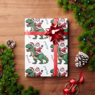 Custom Christmas Funny Weihnachten Auf einem Dinos Geschenkpapier