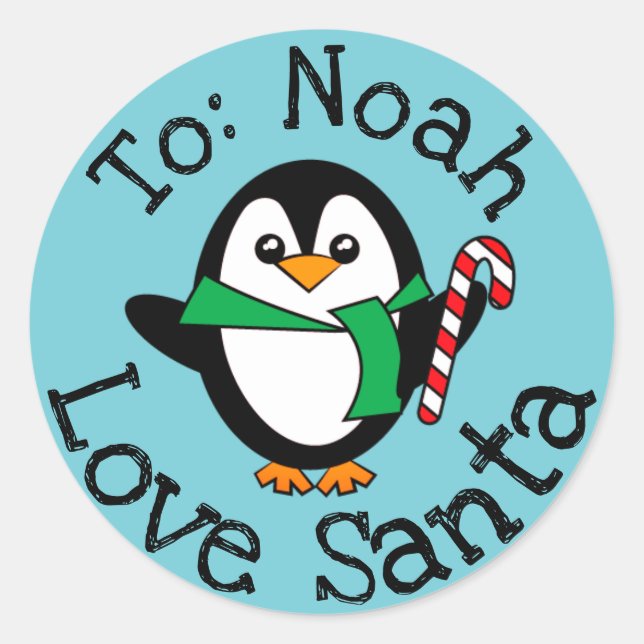 Custom Christmas Geschenk von Santa Sticker Pengui (Vorderseite)