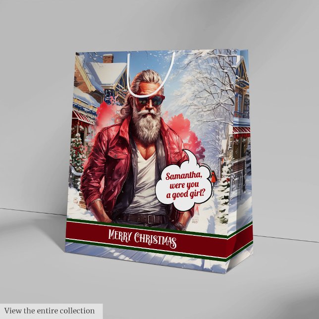 Custom Christmas Gift Bags Funny Santa Organizer Mittlere Geschenktüte (Custom Christmas Gift Bags Funny Santa Organizer)