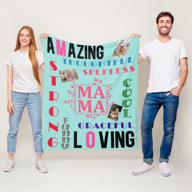 Custom Christmas Gift For Mom - Personalized Photo Fleecedecke (Beispiel)