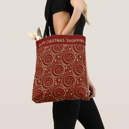 Custom Christmas Golden Swirls on Red Pattern -  Tasche