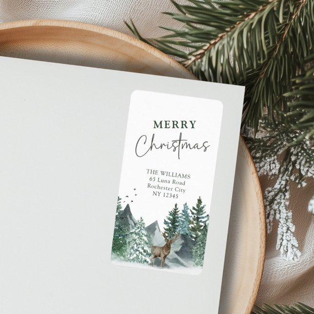 Custom Christmas Green Watercolor Rücksendeadresse Adressaufkleber (Von Creator hochgeladen)