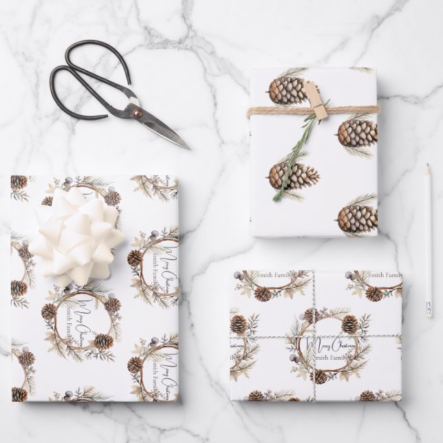 Custom Christmas Greetings Geschenkpapier Set (Vorderseite)