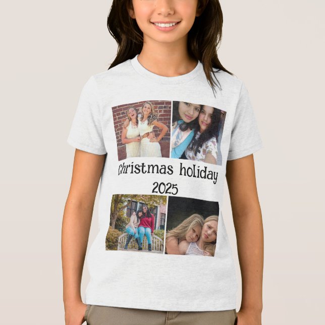CUSTOM  CHRISTMAS HOLIDAY 4 PHOTO COLLAGE Tri-Blend SHIRT (Vorderseite)