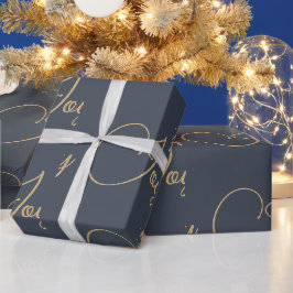 Custom Christmas Holiday Blue Gold Joy Geschenk Geschenkpapier