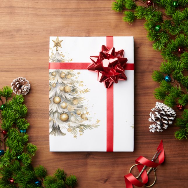 Custom Christmas Holiday White Tree Geschenk Geschenkpapier (Feiertagsgeschenk)