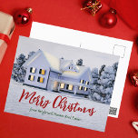 Custom Christmas House Real Anwesen Company Holida Postkarte<br><div class="desc">Dieses wunderschöne Anwesen mit geklappter Ferienpostkarte ist perfekt für ein Immobilienunternehmen im Norden. Herrlicher weißer Schnee reien die Bäume und das Haus auf diesem Winterfoto. Ein Immobilienmakler kann frohe Weihnachten in rot und grün schreiben oder mit seinen eigenen Frohen Festtagen anpassen.</div>