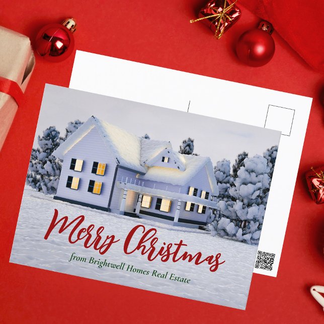 Custom Christmas House Real Anwesen Company Holida Postkarte (Von Creator hochgeladen)