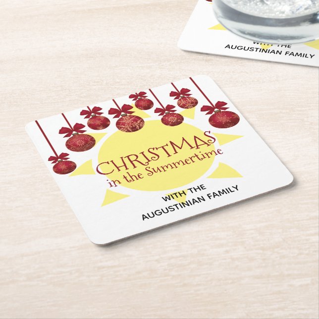 Custom CHRISTMAS IN THE SUMMERTIME Rechteckiger Pappuntersetzer (angewinkelt)