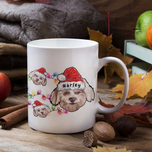 Custom Christmas Maltese Head Weihnachtsmannmütze  Kaffeetasse (Von Creator hochgeladen)
