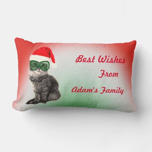 Custom Christmas modische Santa Cat Lendenkissen (Vorderseite)