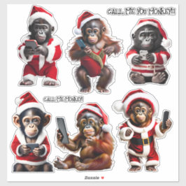 Custom Christmas Monkey Primat Ape Funny Call Aufkleber