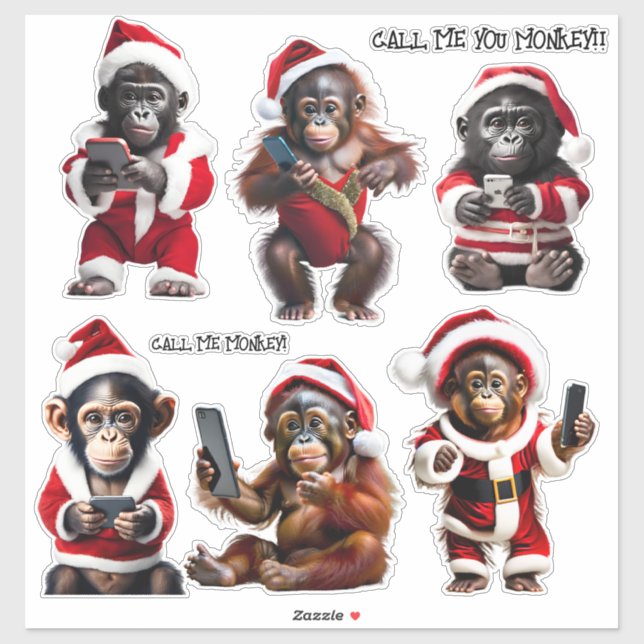 Custom Christmas Monkey Primat Ape Funny Call Aufkleber (Blatt)