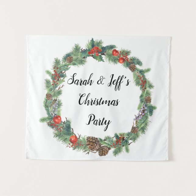Custom Christmas Party Holiday Wedding Foto Stand Wandteppich (Vorderseite (Horizontal))