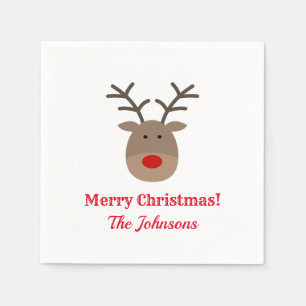 Custom Christmas party napkins with cute reindeer Serviette