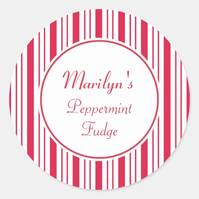 Custom Christmas Peppermint Geschenkaufkleber Runder Aufkleber (Vorderseite)