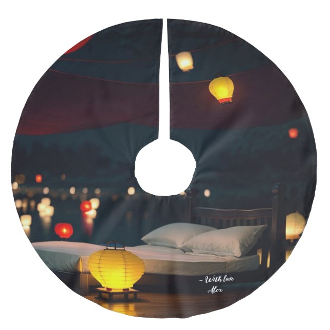 Custom Christmas Polyester Weihnachtsbaumdecke (Vorderseite)