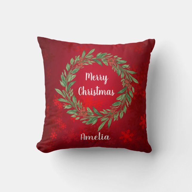 Custom Christmas Red and Greenerity Kreath Kissen (Vorderseite)