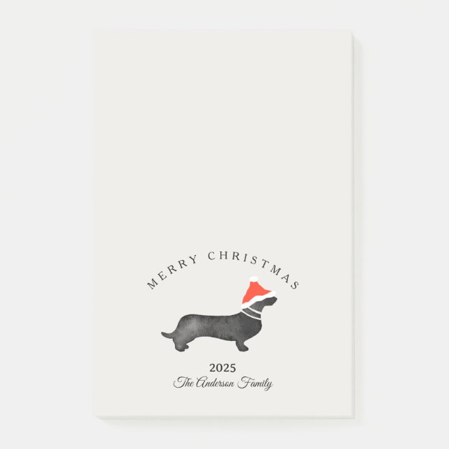 Custom Christmas red gray santa dachsund Post-it Klebezettel (Vorderseite)
