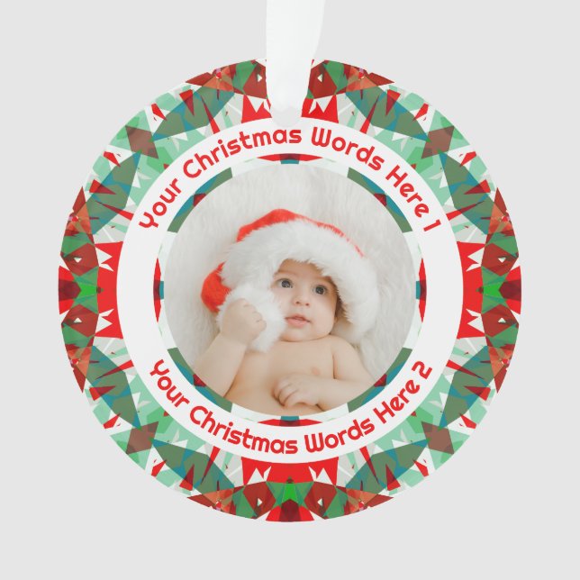 Custom Christmas Red Green Family Photo Gift (devant)