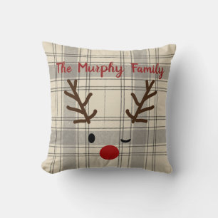 Custom Christmas Rentier Family Lumberjack Kariert Kissen