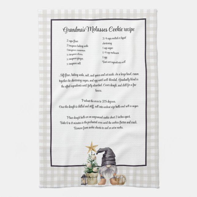 Custom Christmas Rezept Keepake Wasserfarbengenom Geschirrtuch (Vertikal)