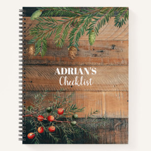 Custom Christmas Rustic Wood Xmas Checklist Notizbuch