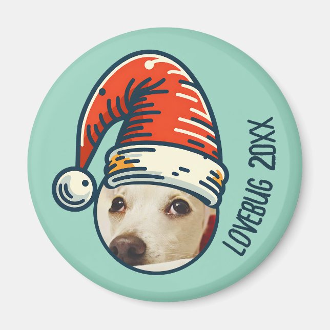 Custom Christmas Santa Personalisiert Pet Foto Magnet (Vorne)