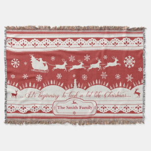 Custom Christmas Santa Sleigh Throw Blanket Decke