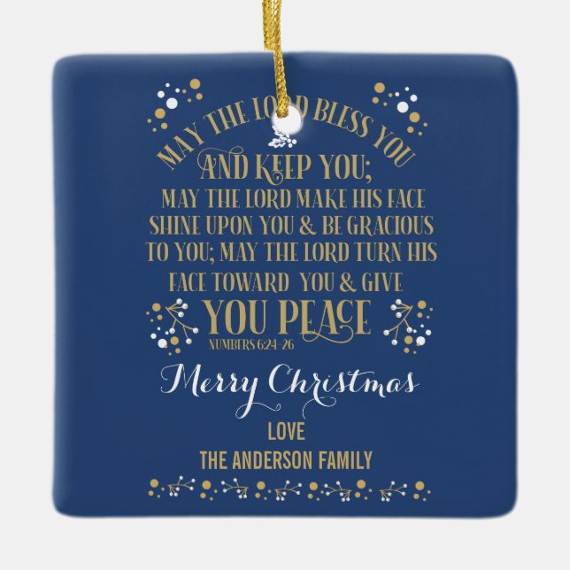 Custom Christmas Sessing Numbers 6:24-26 Foto Keramikornament (Vorderseite)