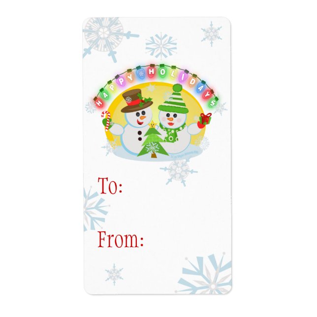 Custom Christmas Snowman Gift Labels (Vorne)