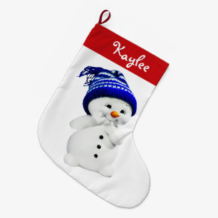 Custom Christmas Snowman Red and White Large Chris Großer Weihnachtsstrumpf