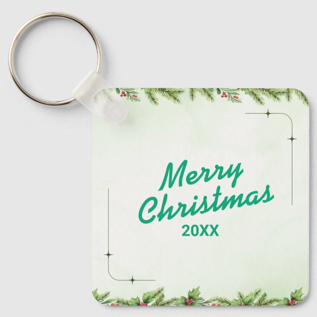 Custom Christmas Square Metal Keychain Schlüsselanhänger (Vorderseite)