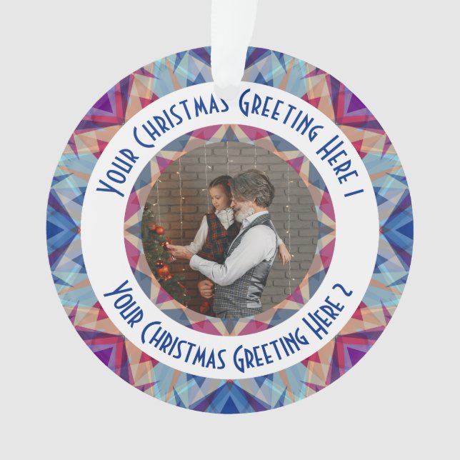 Custom Christmas Star Jolly Blue Foto Gruß Ornament (Vorderseite)