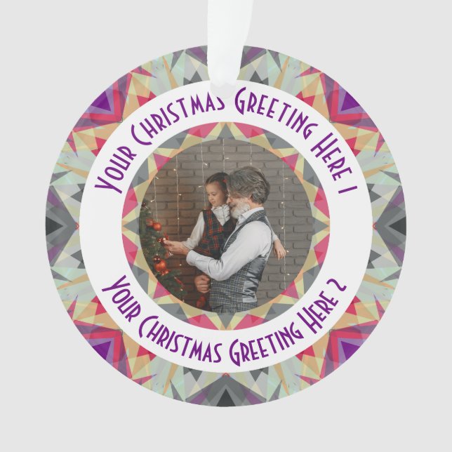 Custom Christmas Star Jolly Gray Foto Gruß Ornament (Vorderseite)
