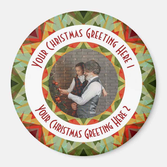 Custom Christmas Star Jolly Green Foto Gruß Magnet (Vorne)