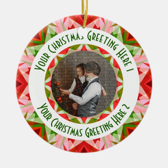 Custom Christmas Star Jolly Red Fun Foto Gruß Keramik Ornament (Vorne)