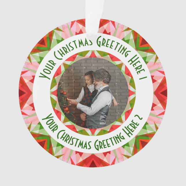 Custom Christmas Star Jolly Red Fun Foto Gruß Ornament (Vorderseite)