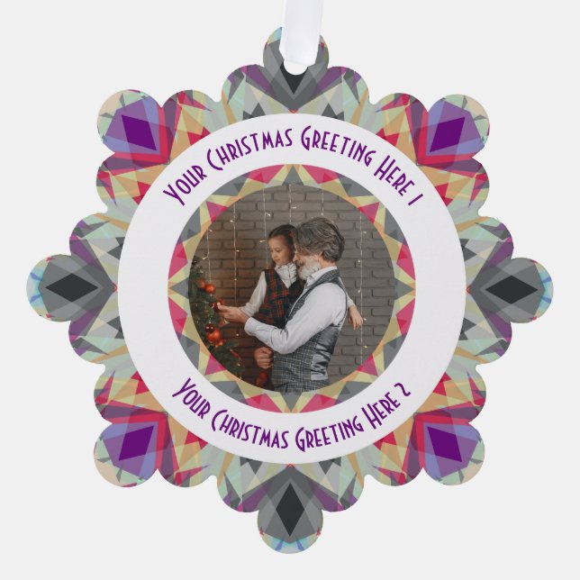 Custom Christmas Star Modernes Graues Foto Gruß Ornament Karte (Vorderseite)