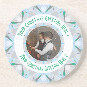 Custom Christmas Star Winter Grau Foto Gruß Getränkeuntersetzer