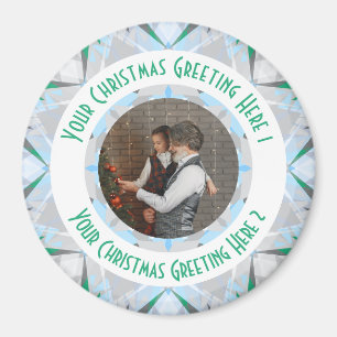 Custom Christmas Star Winter Grau Foto Gruß Magnet