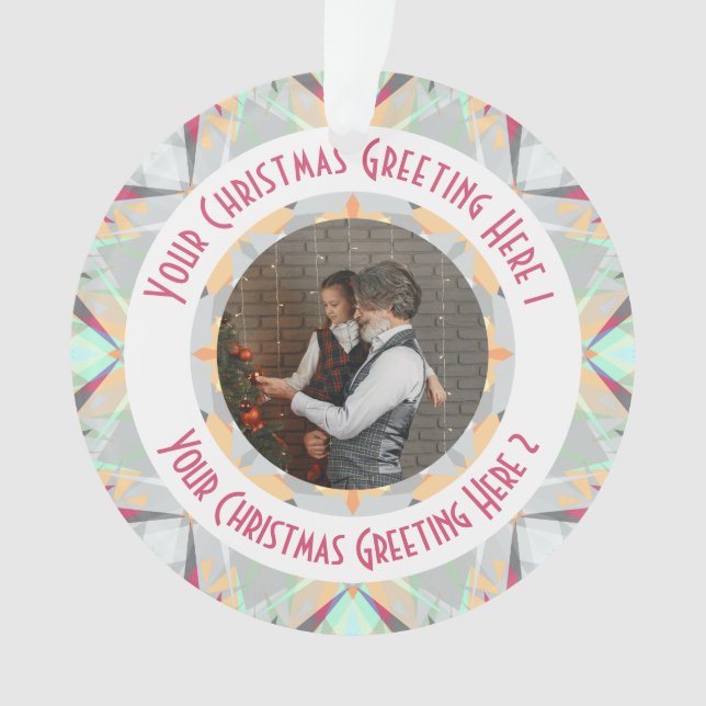 Custom Christmas Star Winter Grau Foto Gruß Ornament (Vorderseite)