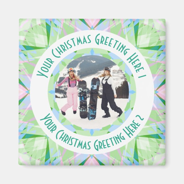Custom Christmas Star Winter Green Foto Gruß Magnet (Vorne)