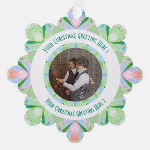 Custom Christmas Star Winter Green Foto Gruß Ornament Karte