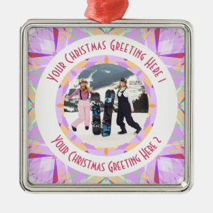 Custom Christmas Star Winter Lila Foto Gruß Ornament Aus Metall