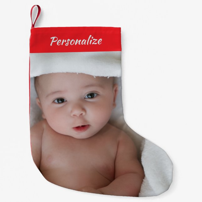 Custom Christmas Stocking Replaceable Photo Kleiner Weihnachtsstrumpf (Vorderseite)