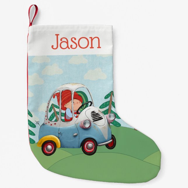 Custom Christmas Strumpf - Elf im Auto Kleiner Weihnachtsstrumpf (Vorderseite)
